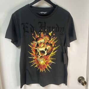 Ed Hardy Exploding Skull Graphic T-Shirt/Size Medium /Men's/Brand New